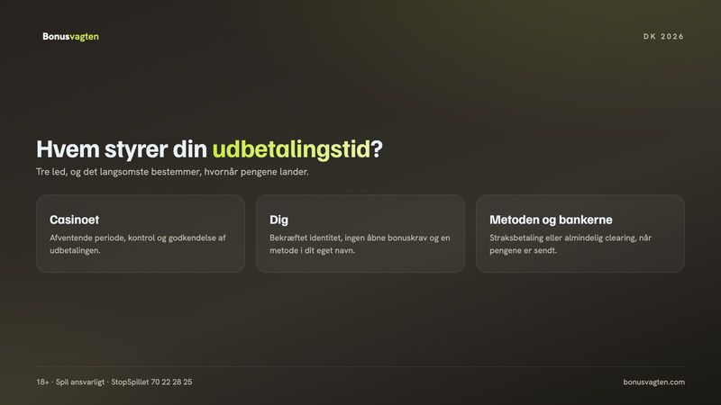 Hurtig udbetaling casino: casinoet, du selv og betalingsmetoden styrer hver sin del af udbetalingstiden